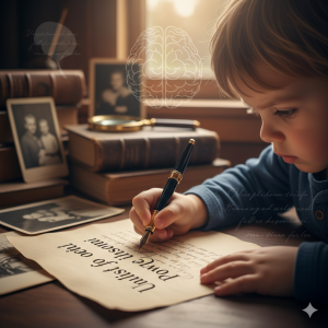 Boy writing cursive